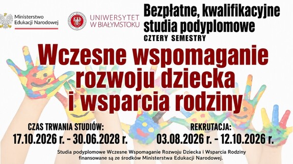 Rekrutacja na studia podyplomowe - Wczesne Wspomaganie Rozwoju Dziecka i Wsparcia Rodziny
