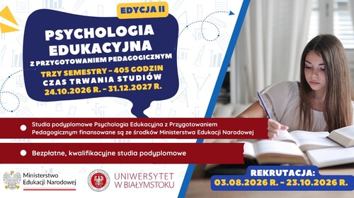 Rekrutacja na studia podyplomowe - Psychologia Edukacyjna z Przygotowaniem Pedagogicznym