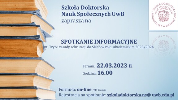 Spotkanie informacyjne nt. Tryb i zasady rekrutacji do SDNS w roku akademickim 2023/2024