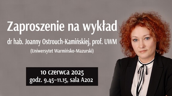 Zaproszenie na wykład dr hab. Joanny Ostrouch-Kamińskiej, prof. UWM