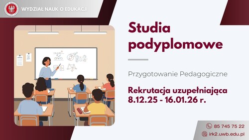Rekrutacja uzupełniająca na studia podyplomowe – Przygotowanie Pedagogiczne
