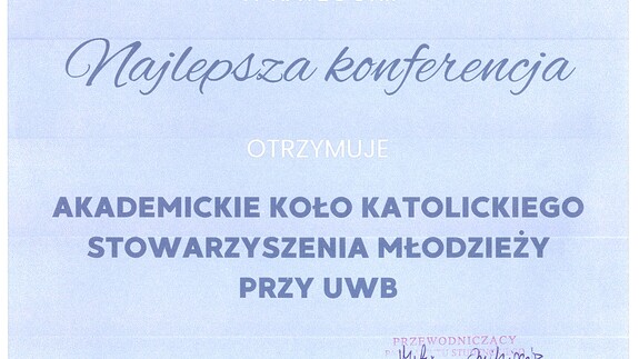 Akademickie Koło KSM przy UwB wyróżnione w Konkursie Parlamentu Studentów UwB