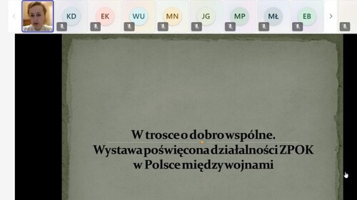 Dr Agnieszka Suplicka wystąpiła z referatem zatytułowanym „W trosce o dobro wspólne. Wystawa poświęcona działalności ZPOK w Polsce międzywojennej”